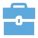 blue icon for work showing a suitcase